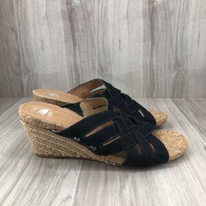 Nurture Wedge Sandals Womens 7.5M Anitaa Black Slip On Shoes